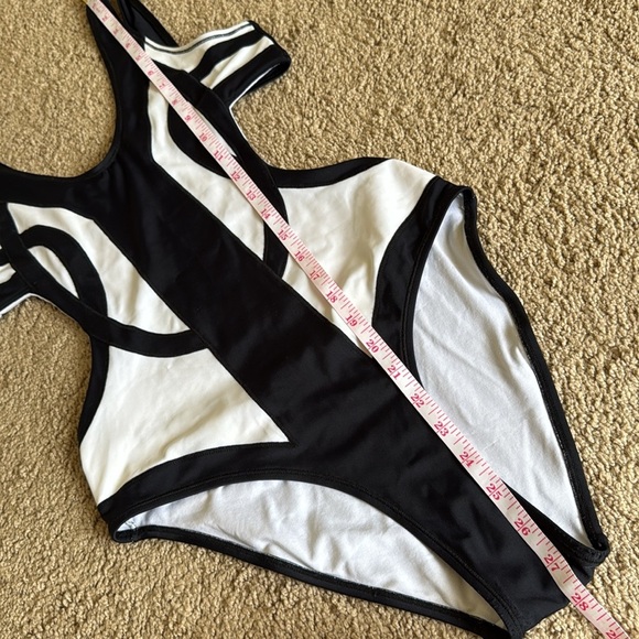 OYE Swimwear Rorschach Cut Out One Piece Swimsuit Black White - Picture 5 of 10